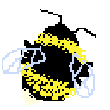 Pixel art of a bumblebee