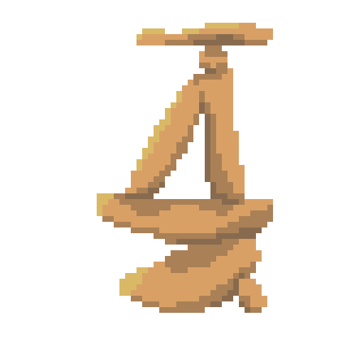 Pixel art of a cairn made of a handful of strangely-balanced stones.