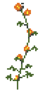 Pixel art of a globemallow plant